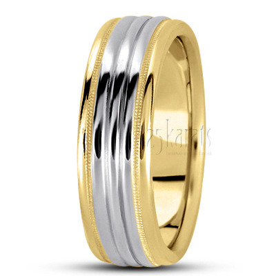 Shiny Incised Basic Carved Wedding Band - view 6