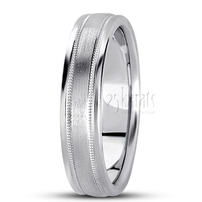 Fine Satin Finish Diamond Cut Wedding Band - view 2