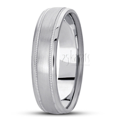 Fine Satin Finish Diamond Cut Wedding Band - view 3