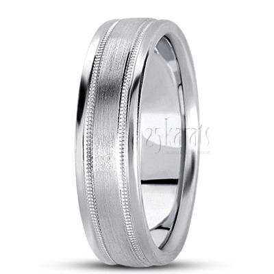 Fine Satin Finish Diamond Cut Wedding Band - view 4