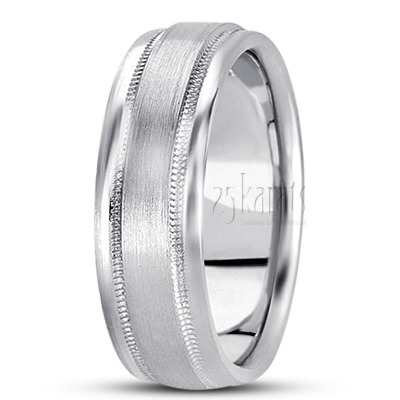 Fine Satin Finish Diamond Cut Wedding Band - view 5