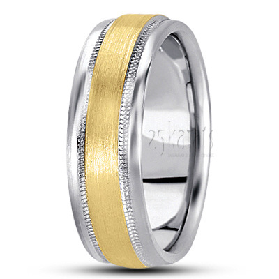 Fine Satin Finish Diamond Cut Wedding Band - view 6