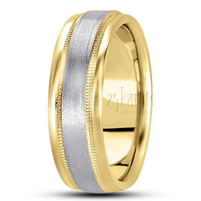 Fine Satin Finish Diamond Cut Wedding Band - view 7