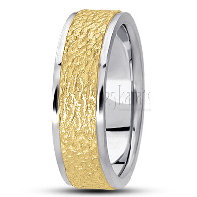 Rough Two-Tone Basic Designer Wedding Band - view 6