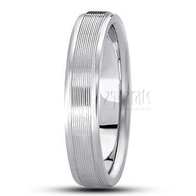 Chic  Striped Carved Design Wedding Ring - view 2