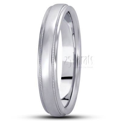 Simple Round Diamond Carved Wedding Ring - view 2