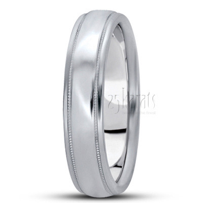 Simple Round Diamond Carved Wedding Ring - view 3 of 10