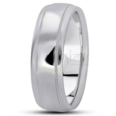 Simple Round Diamond Carved Wedding Ring - view 5