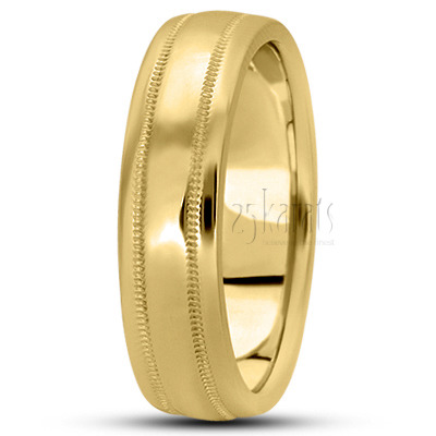 Simple Round Diamond Carved Wedding Ring - view 6