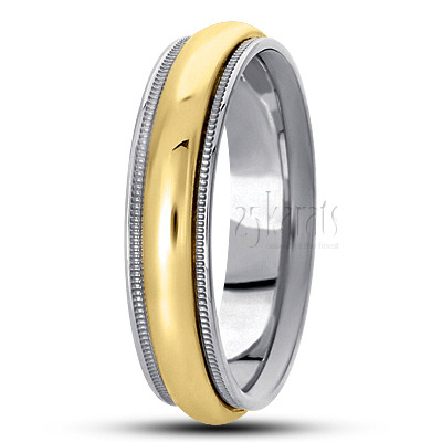 Milgrain Step Edge Diamond Cut Wedding Band - view 2