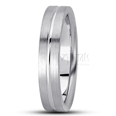 Sturdy Flat Carved Design Wedding Ring - view 2