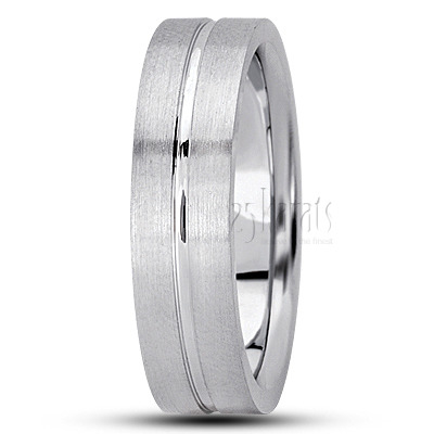 Sturdy Flat Carved Design Wedding Ring - view 3