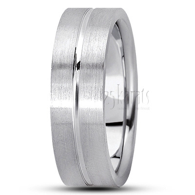 Sturdy Flat Carved Design Wedding Ring - view 4