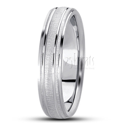 Chic Brushed Basic Carved Wedding Ring - view 2