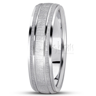 Chic Brushed Basic Carved Wedding Ring - view 3