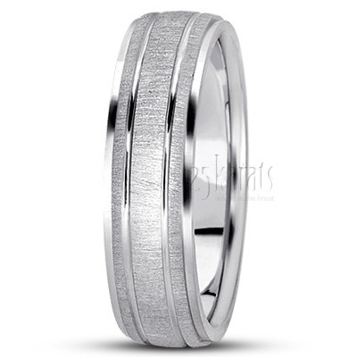 Chic Brushed Basic Carved Wedding Ring - view 3 of 9