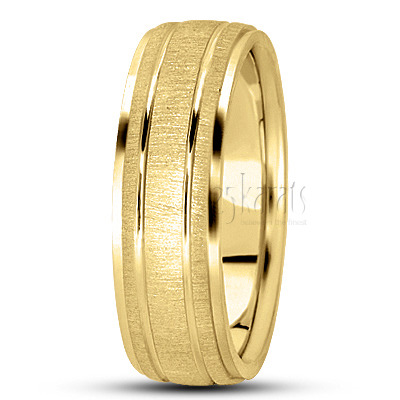 Chic Brushed Basic Carved Wedding Ring - view 4