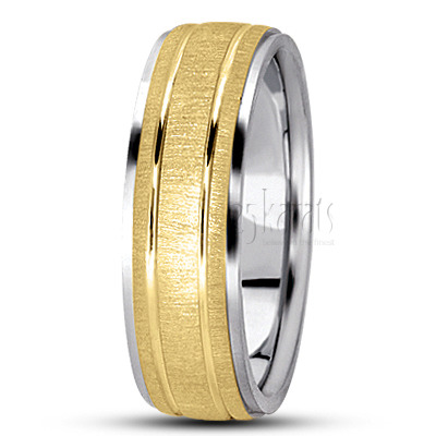 Chic Brushed Basic Carved Wedding Ring - view 5