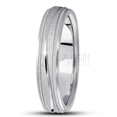 Wavy Stone Finish Basic Design Wedding Band - view 2