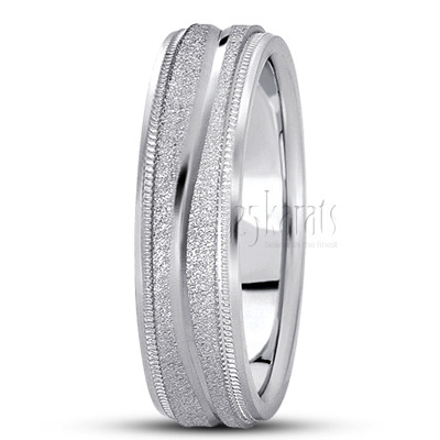 Wavy Stone Finish Basic Design Wedding Band - view 3