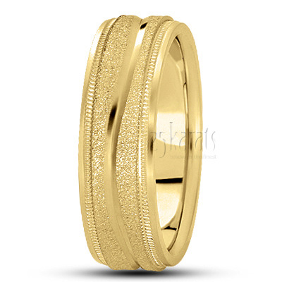 Wavy Stone Finish Basic Design Wedding Band - view 4