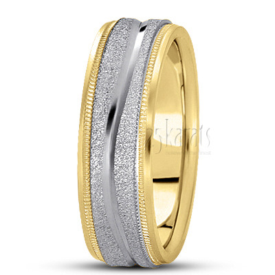 Wavy Stone Finish Basic Design Wedding Band - view 6