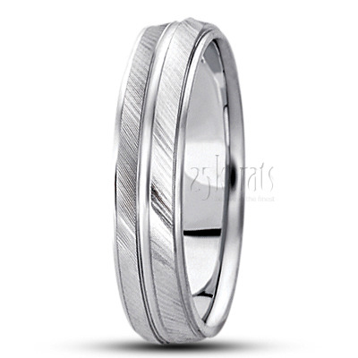 Angled Cut Two-Tone Basic Carved Wedding Ring - view 2