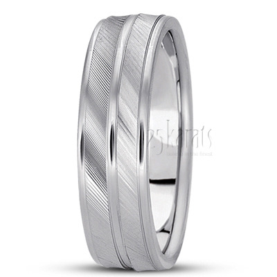 Angled Cut Two-Tone Basic Carved Wedding Ring - view 3