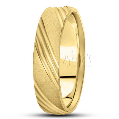 Traditional Grooved Diamond Cut Wedding Ring - view 2