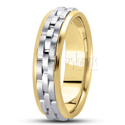 Contemporary Rolex Style Fancy Carved Wedding Ring  - view 4