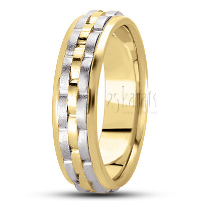 Contemporary Rolex Style Fancy Carved Wedding Ring  - view 6