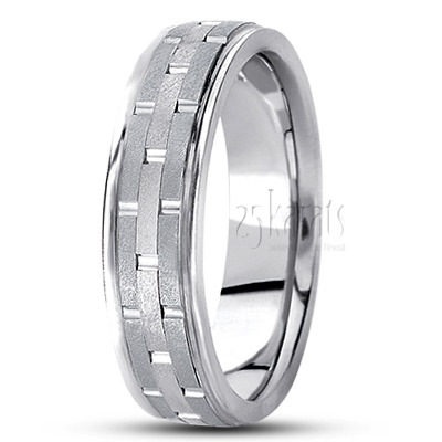 Trendy Stone Finish Carved Design Wedding Band  - view 2