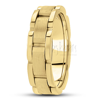 Elegant Satin Finish Fancy Designer Wedding Band  - view 2