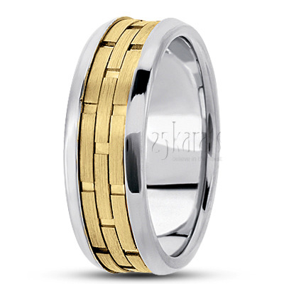 Stylish Grooved Fancy Carved Wedding Ring - view 3