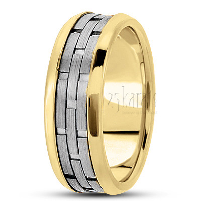 Stylish Grooved Fancy Carved Wedding Ring - view 4