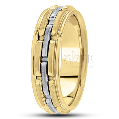 Attractive Two-Tone Rolex Style Wedding Band  - view 4