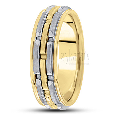 Attractive Two-Tone Rolex Style Wedding Band  - view 6