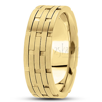 Sturdy Comfort Fit Carved Design Wedding Band  - view 3