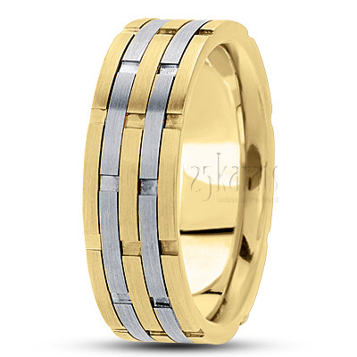 Sturdy Comfort Fit Carved Design Wedding Band  - view 4