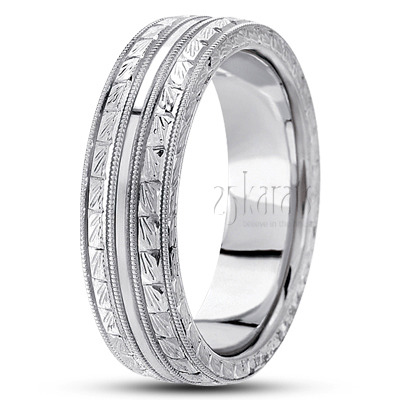 Custom Hand Engraved Shiny Wedding Ring  - view 2