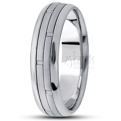 Brick Wall Cut Beveled Edge Fancy Wedding Band  - view 2