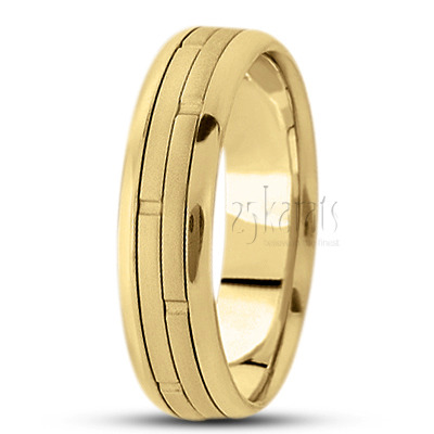 Brick Wall Cut Beveled Edge Fancy Wedding Band  - view 3