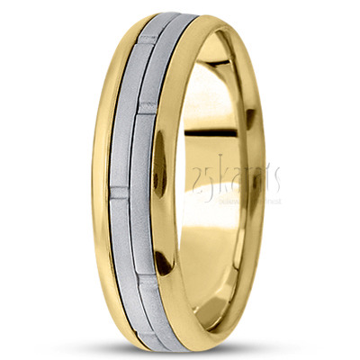 Brick Wall Cut Beveled Edge Fancy Wedding Band  - view 4