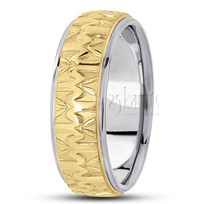 Contemporary Wave Design Diamond Carved Wedding Ring  - view 3