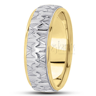 Contemporary Wave Design Diamond Carved Wedding Ring  - view 4