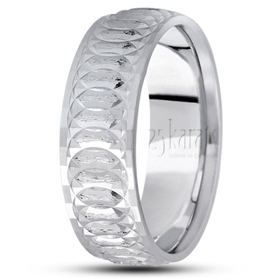 Circular Cut Fancy Carved Wedding Band  - view 2