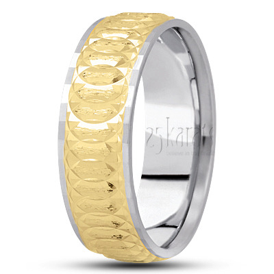 Circular Cut Fancy Carved Wedding Band  - view 3