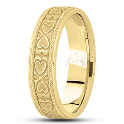 Chic Heart Shape Diamond Carved Wedding Band  - view 3