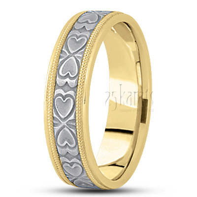 Chic Heart Shape Diamond Carved Wedding Band  - view 4