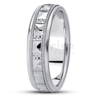 Chic Two-Color Fancy Carved Wedding Band  - view 2